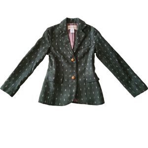 ANTHROPOLOGIE MADCHEN Green Floral Geometric Print Button Blazer Size XS